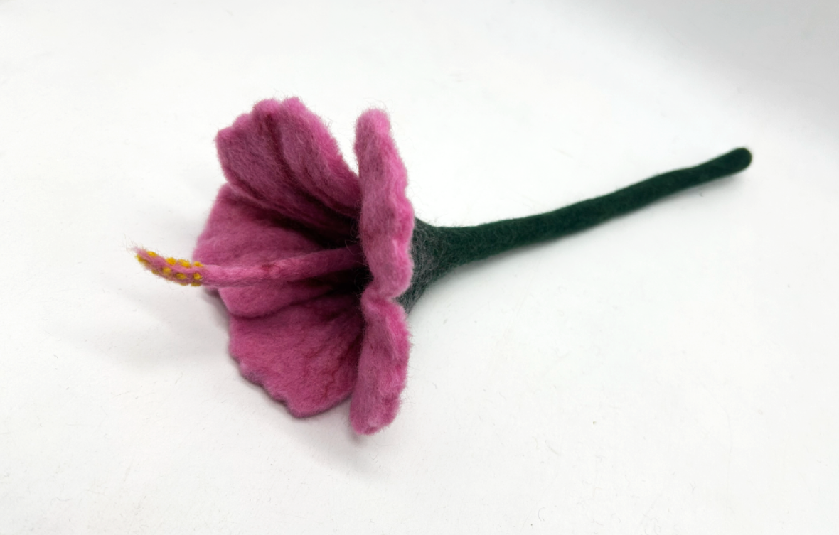 Handcrafted Tropical Pink Felt Hibiscus